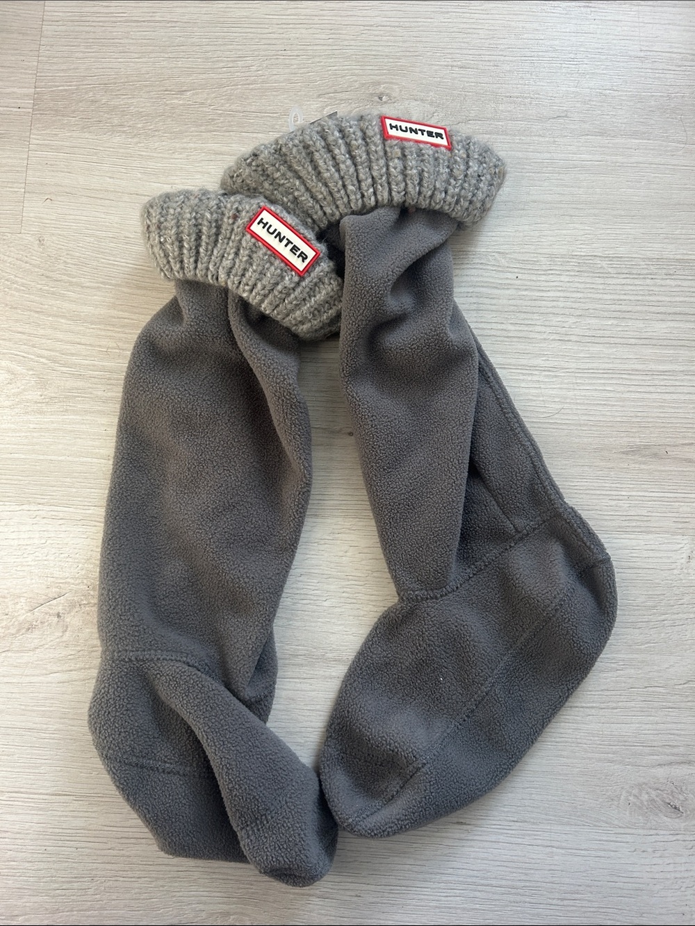 Hunter Gray Fleece Boot Socks with Knit Cuff and Logo